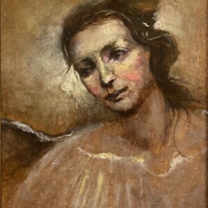 Portrait of a pensive angelic figure.